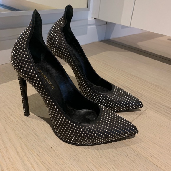 Saint Laurent Leather Studded Pumps - Picture 4 of 6